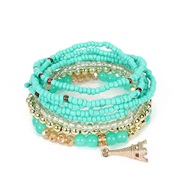 ( green)  occidental style Metal iffel Tower all-Purpose beads multilayer temperament bracelet woman F