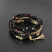 ( black)  occidental style Metal iffel Tower all-Purpose beads multilayer temperament bracelet woman F
