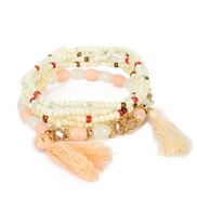 ( white) occidental style Bohemian style  multilayer beads  tassel bracelet ethnic style F