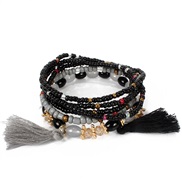 ( black) occidental style Bohemian style  multilayer beads  tassel bracelet ethnic style F