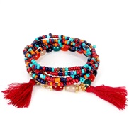 ( Mixed color) occidental style Bohemian style  multilayer beads  tassel bracelet ethnic style F