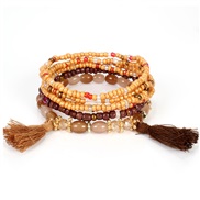 ( brown) occidental style Bohemian style  multilayer beads  tassel bracelet ethnic style F