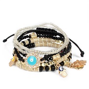 ( black)occidental style fashion trend  retro brief all-Purpose lovely personality  multilayer bracelet woman F