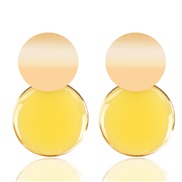 ( yellow)Korean style brief geometry Modeling  Acrylic Round transparent earrings Earring earring woman errings F