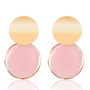 ( Pink)Korean style brief geometry Modeling  Acrylic Round transparent earrings arring earring woman errings F