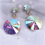 ( AB color)occidental style earrings Alloy Round glass crystal geometry colorfulO Word woman style ear stud