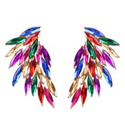 feather diamond wings occidental style personality ear stud earrings