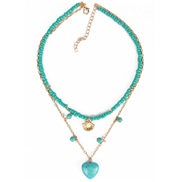 occidental style  personality love pendant all-Purpose short style chain  beads turquoise necklace woman