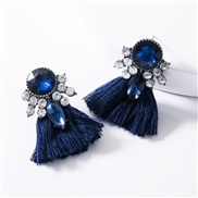 ( blue) occidental style exaggerating Acrylic diamond tassel earrings woman retro temperament Bohemia ethnic style