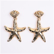(  Gold)occidental style exaggerating Metal geometry Five-pointed star earrings fashion starfish earringins wind Earring