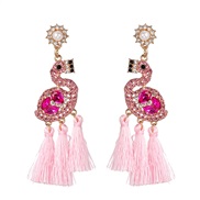 ( Pink)UR personality ethnic style earrings retro tassel earring animal arring