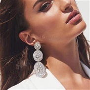 ( Silver)occidental style exaggerating multilayer Round diamond glass diamond Rhinestone fully-jewelled earrings woman s