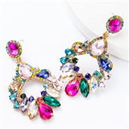 ( Color)fashion occidental style wind multilayer drop Rhinestone glass diamond diamond geometry colorful diamond earring