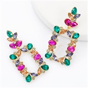 ( Color)fashion occidental style wind creative multilayer Alloy diamond Rhinestone square fully-jewelled earrings woman 