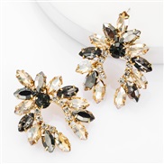 ( Gold)occidental style exaggerating fashion Alloy diamond Rhinestone geometry earrings woman super fully-jewelled ear s