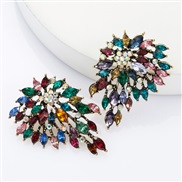 ( Color)occidental style exaggerating fashion Alloy diamond Rhinestone fully-jewelled earrings woman trend super ear stu
