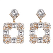 ( white)occidental style fashion earrings geometry glass diamond exaggerating earring