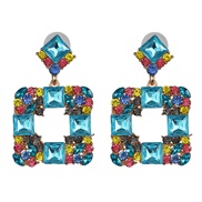 ( blue)occidental style fashion earrings geometry glass diamond exaggerating earring