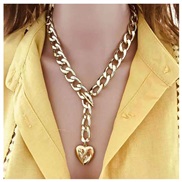 ( Gold)occidental style  heart-shaped creative pendant woman  brief chain short style necklace