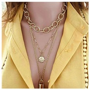 ( Gold)occidental style  temperament sun flower pendant  exaggerating chain multilayer necklace woman