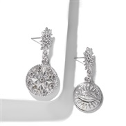( Silver)Alloy diamond Round asymmetry earrings fashion Street Snap arring fitting textured earring same style