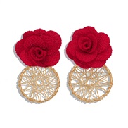 Korean Cloth flowers Alloy earrings atmospheric hollow weave earrings temperament fitting