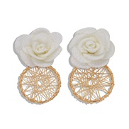 Korean Cloth flowers Alloy earrings atmospheric hollow weave earrings temperament fitting