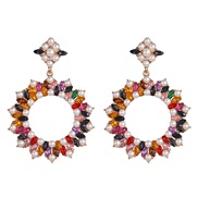 ( Color)UR fashion beautiful Pearl Rhinestone earrings occidental style wind earring high-end