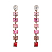 ( Pink)UR new Alloy glass diamond earring occidental style fashion long style geometry earrings