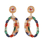 ( Color) occidental style personality geometry ear stud color diamond mosaic glass exaggerating