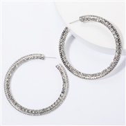 ( Silver)occidental style personality big circle Alloy diamond Rhinestone fully-jewelled earrings woman personality supe