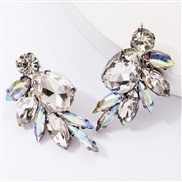 ( white)earrings new fashion occidental style Alloy diamond glass diamond fully-jewelled earrings woman super ear stud