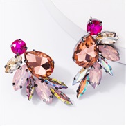 ( rose Red)earrings new fashion occidental style Alloy diamond glass diamond fully-jewelled earrings woman super ear stu