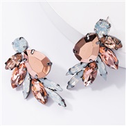 ( pink white )earrings new fashion occidental style Alloy diamond glass diamond fully-jewelled earrings woman super ear 