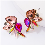 ( rose Red)occidental style exaggerating fashion glass diamond diamond colorful diamond earrings woman trend wind fully-