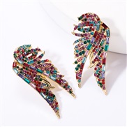 ( Color)creative samll wings Rhinestone diamond earrings woman occidental style exaggerating wind ear stud