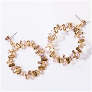 ( Pink)exaggerating occidental style Alloy Rhinestone diamond diamond personality occidental style earrings woman super 