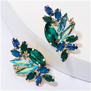 ( green)fashion occidental style personality Alloy diamond Rhinestone fully-jewelled earrings woman trend brief ear stud
