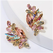 ( Pink)fashion occidental style personality Alloy diamond Rhinestone fully-jewelled earrings woman trend brief ear stud 