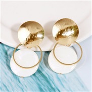 ( white)trend geometry Alloy Shells earrings woman  occidental style Round temperament earring