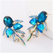 ( blue)occidental style exaggerating multilayer Alloy diamond glass diamond Rhinestone fully-jewelled earrings woman win