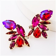 ( red)occidental style exaggerating personality Alloy diamond glass diamond fully-jewelled earrings woman fashion temper