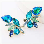 ( blue)occidental style exaggerating personality Alloy diamond glass diamond fully-jewelled earrings woman fashion tempe