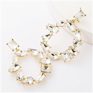 ( white)exaggerating occidental style Alloy diamond glass diamond Irregular Round fully-jewelled earrings woman retro co