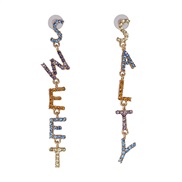 ( Color)UR fashion temperament Word earrings occidental style wind long style earring fashion