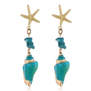 ( blue)occidental style natural starfish Shells earrings summer fashion arring