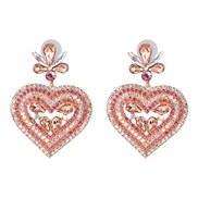 ( Pink)UR fashion heart-shaped earrings occidental style exaggerating earring