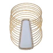 ( Gold+)occidental style  bangle multilayer Metal textured geometry big gem diamond bangle