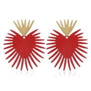( red)occidental style temperament Metal earrings  fashion exaggerating Irregular gilded ear stud