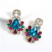 ( Blue color)earrings exaggerating drop Acrylic diamond earrings woman occidental style fully-jewelled super ear stud